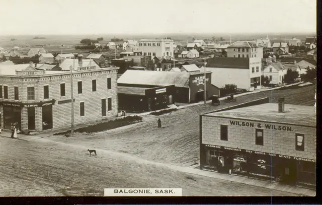 Overlooking Balgonie's main street and Wilson & Wilson store