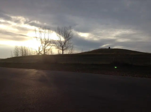 Pilot Butte hill at sunset